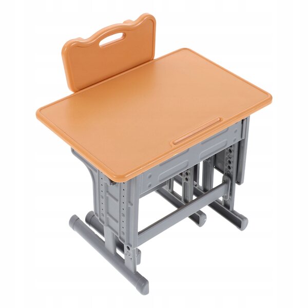 Orangefarbenes Mini-Tisch- und Stuhl-Set aus Kunststoff für Puppenhaus 1:12