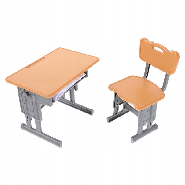 Set Mini Tavolo e Sedia in Plastica Arancione per Casa delle Bambole 1:12