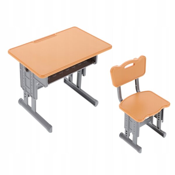 Set Mini Tavolo e Sedia in Plastica Arancione per Casa delle Bambole 1:12