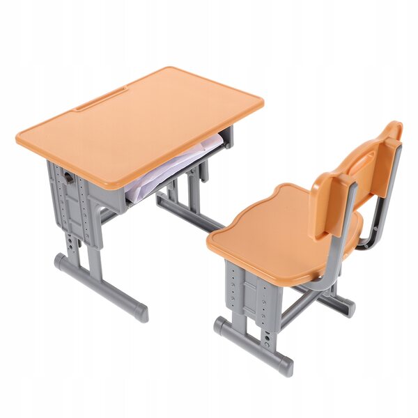 Set Mini Tavolo e Sedia in Plastica Arancione per Casa delle Bambole 1:12