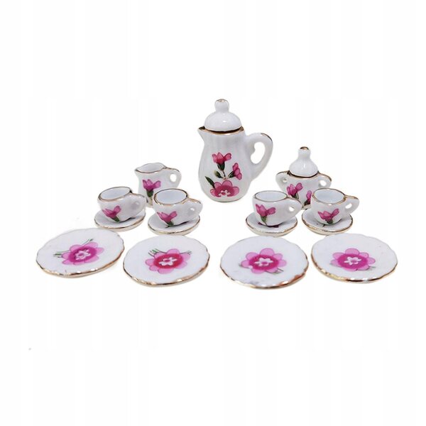 Miniatura Porcellana Set da Tè 1:12 per Casa delle Bambole Decorazione Realistica
