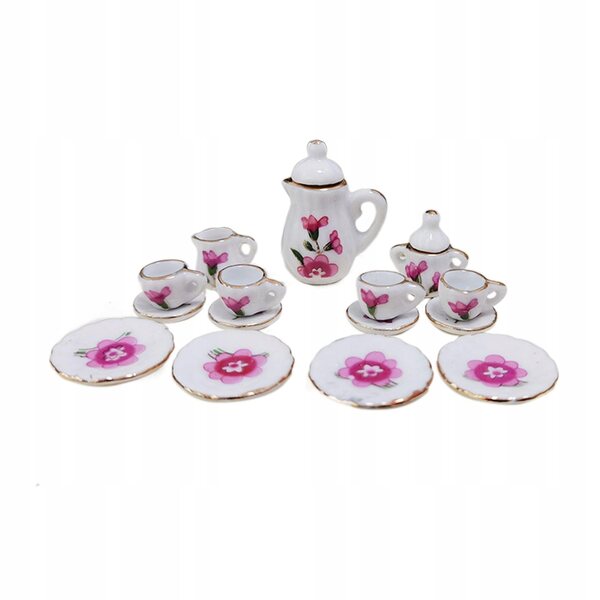 Miniatura Porcellana Set da Tè 1:12 per Casa delle Bambole Decorazione Realistica