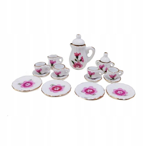Miniatura Porcellana Set da Tè 1:12 per Casa delle Bambole Decorazione Realistica