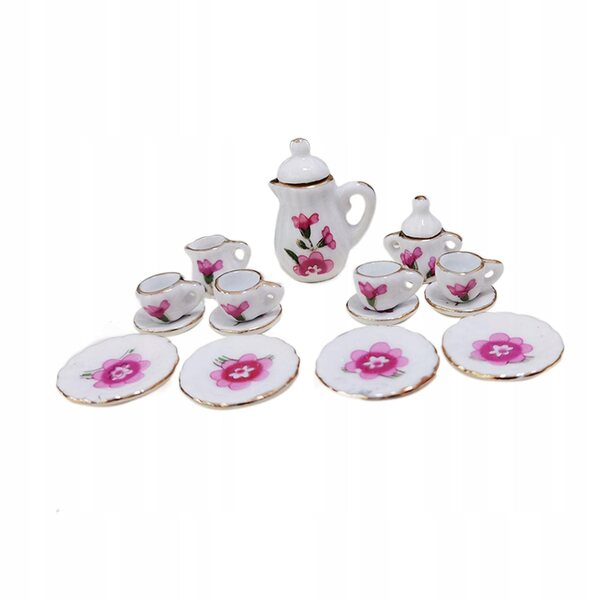 Miniatura Porcellana Set da Tè 1:12 per Casa delle Bambole Decorazione Realistica