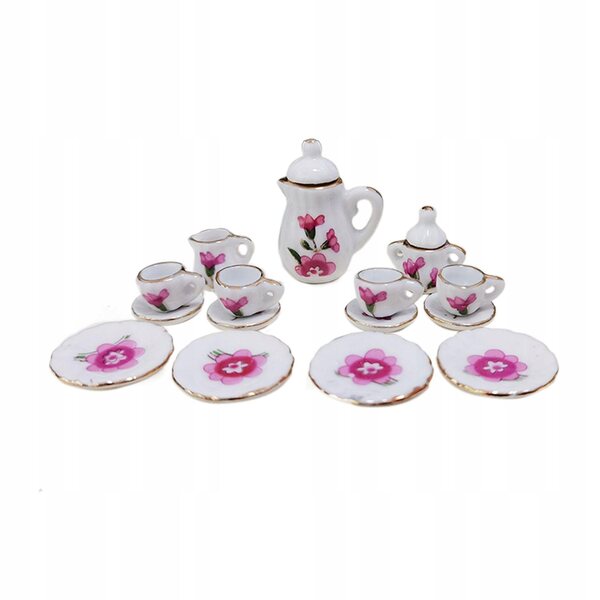 Miniatura Porcellana Set da Tè 1:12 per Casa delle Bambole Decorazione Realistica