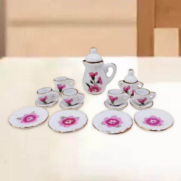 Miniatura Porcellana Set da Tè 1:12 per Casa delle Bambole Decorazione Realistica