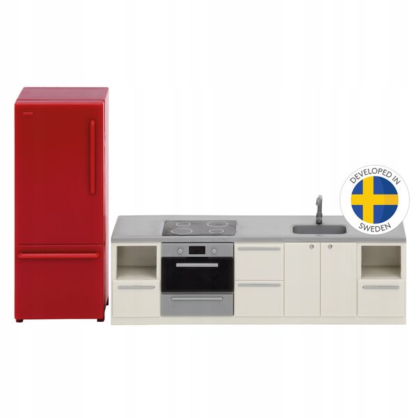 Einfaches Küchenmöbelset für das Lundby-Puppenhaus mit Kühlschrank und Backofen