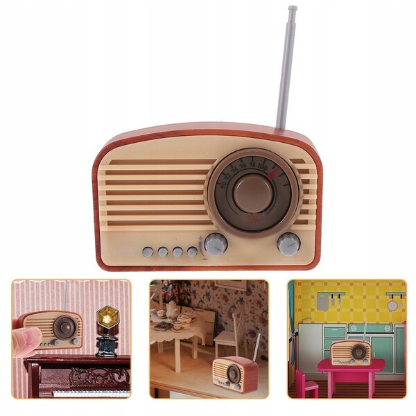 Mini Radio Vintage in Plastica per Decorazioni Miniature Casa 4,4x2,2x2 cm