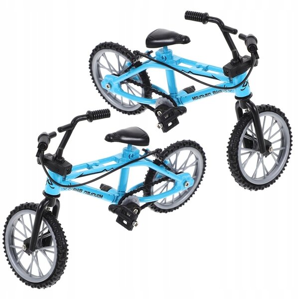 Set 2 Miniature Bici Decorative in Metallo Blu per Case delle Bambole