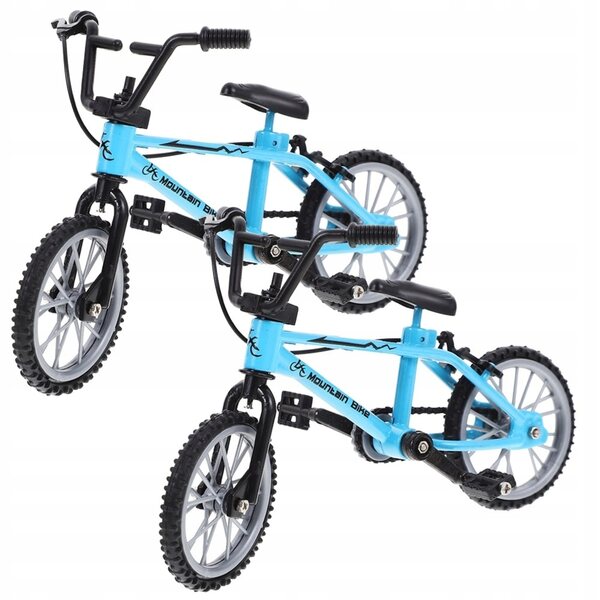 Set 2 Miniature Bici Decorative in Metallo Blu per Case delle Bambole