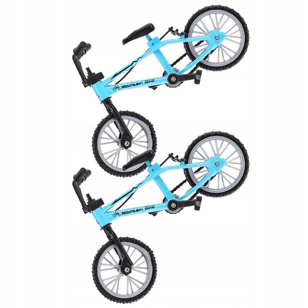 Set 2 Miniature Bici Decorative in Metallo Blu per Case delle Bambole