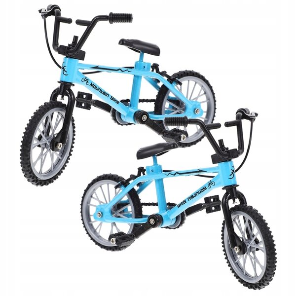 Set 2 Miniature Bici Decorative in Metallo Blu per Case delle Bambole