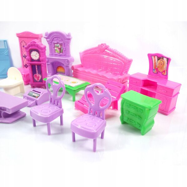 Set van 22 plastic meubelstukken voor poppenhuizen, kinderen vanaf 3 jaar