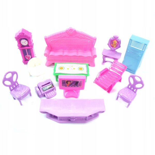 Set van 22 plastic meubelstukken voor poppenhuizen, kinderen vanaf 3 jaar