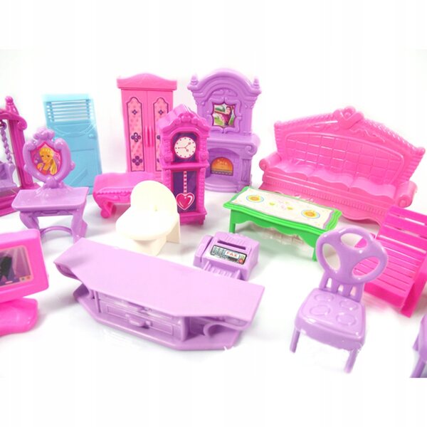 Set van 22 plastic meubelstukken voor poppenhuizen, kinderen vanaf 3 jaar