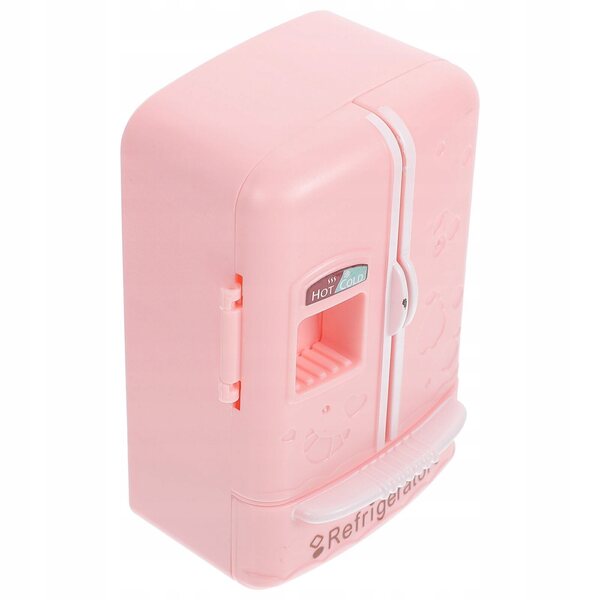 Mini frigorifero giocattolo rosa per casa delle bambole in materiale ABS resistente