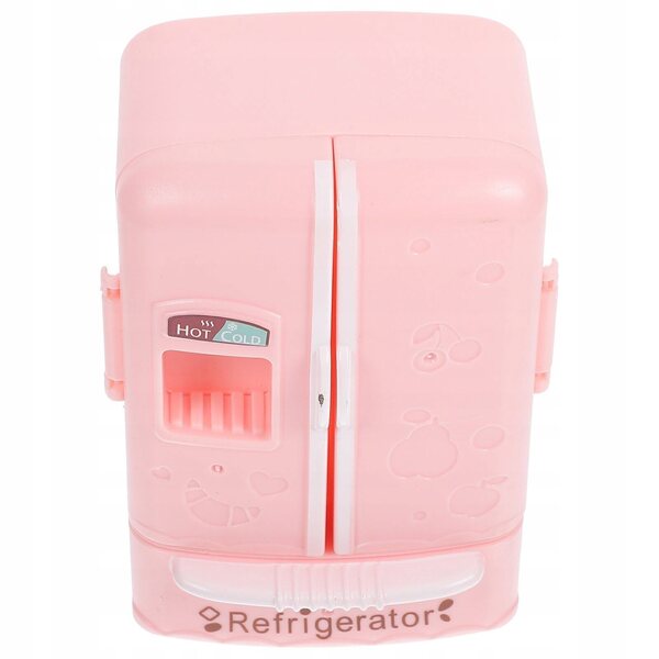 Mini frigorifero giocattolo rosa per casa delle bambole in materiale ABS resistente