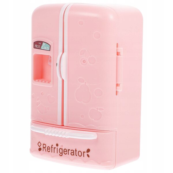 Mini frigorifero giocattolo rosa per casa delle bambole in materiale ABS resistente