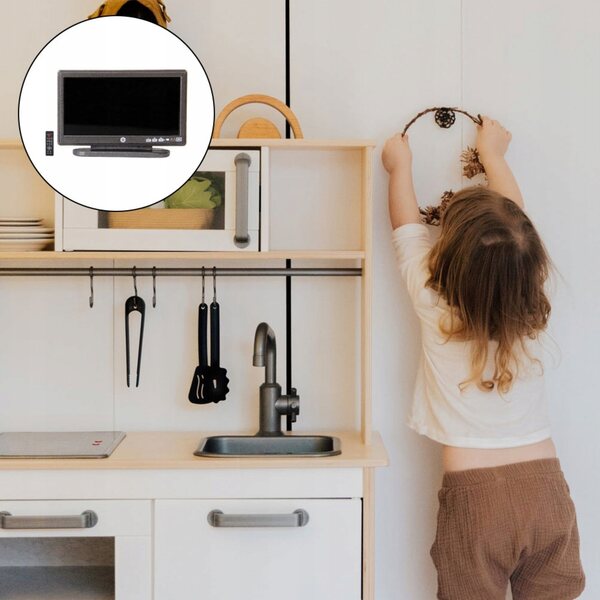 Grauer dekorativer Mini-Fernseher für Puppenhaus aus robustem Kunststoff