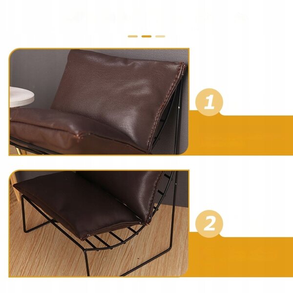 Brauner Mini-Sessel aus Metall und Leder für Puppenhäuser