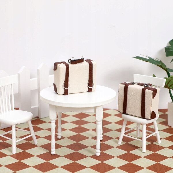 Mini valigie in PU per casa delle bambole, set da 2 accessori realistici