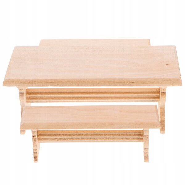Mini-Holztisch- und Bankset für die Puppenhausdekoration