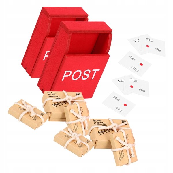 Miniatura realistica set 2 cassette postali in legno per casa delle bambole 1:12