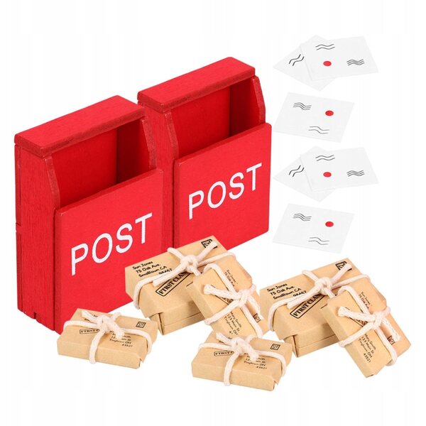 Miniatura realistica set 2 cassette postali in legno per casa delle bambole 1:12