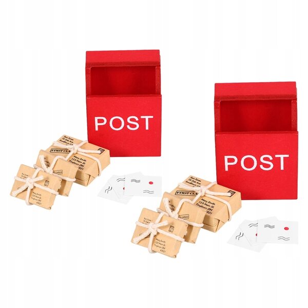 Miniatura realistica set 2 cassette postali in legno per casa delle bambole 1:12