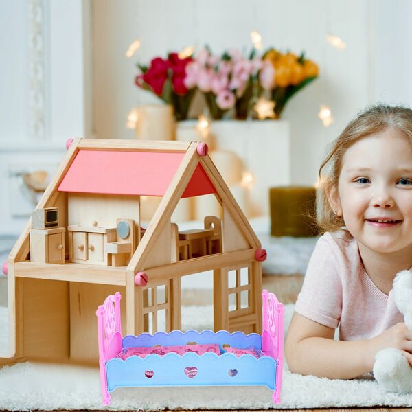 Letto giocattolo per bambole in plastica modello miniatura per bambine