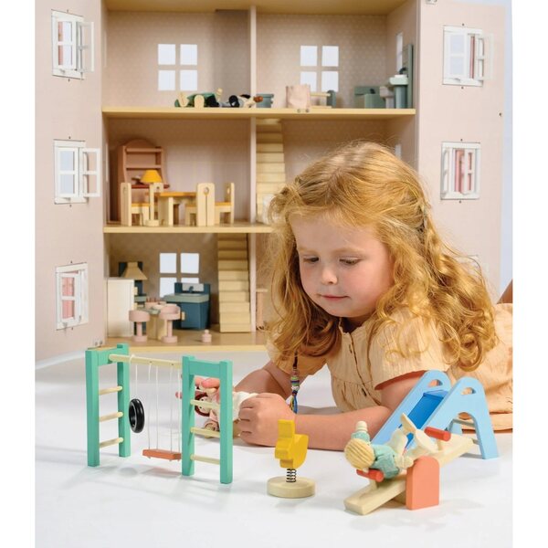 Mentari set di mobili in legno per parco giochi in miniatura per bambole