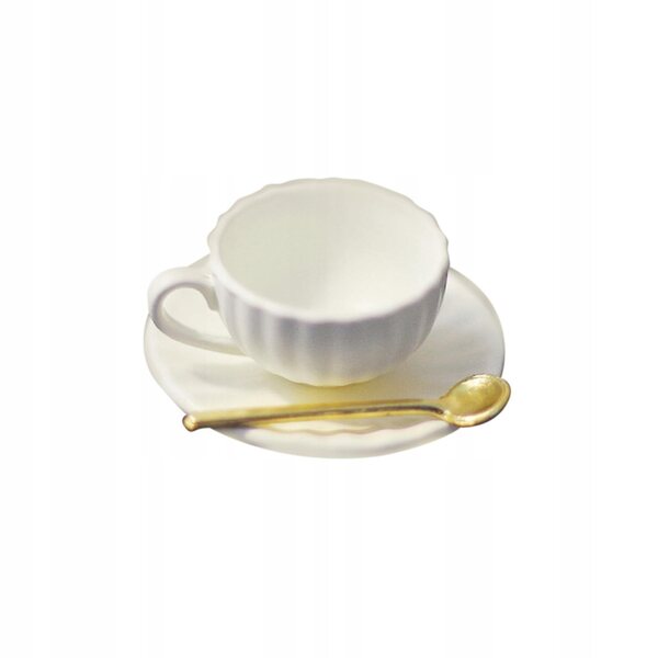 1:6 Miniatur-Kaffeetasse mit Untertasse und Löffel für Puppenhäuser