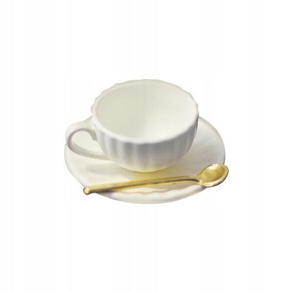 1:6 Miniatur-Kaffeetasse mit Untertasse und Löffel für Puppenhäuser