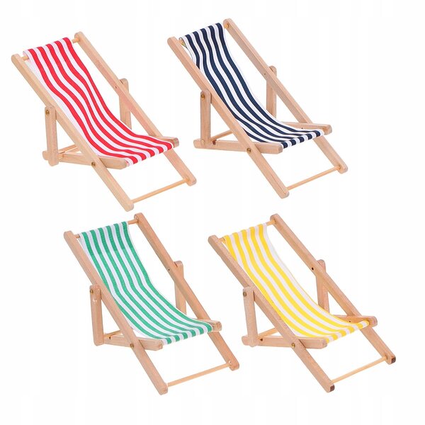 Set 4 Miniature Sedie a Dondolo in Legno e Tessuto per Decorazione Casa 1:12
