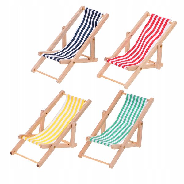 Set 4 Miniature Sedie a Dondolo in Legno e Tessuto per Decorazione Casa 1:12