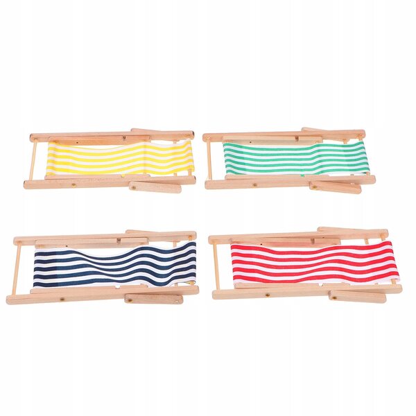 Set 4 Miniature Sedie a Dondolo in Legno e Tessuto per Decorazione Casa 1:12