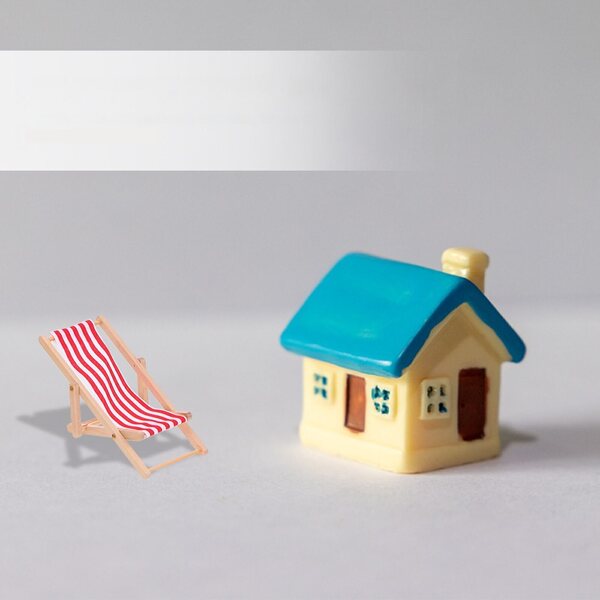 Set 4 Miniature Sedie a Dondolo in Legno e Tessuto per Decorazione Casa 1:12