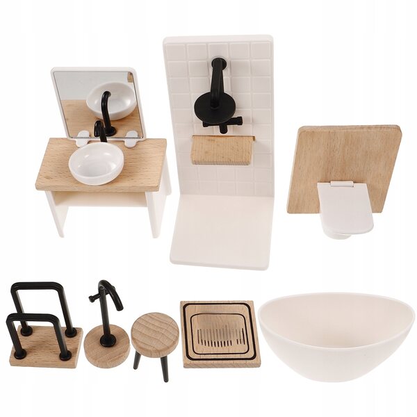 Set bagno miniatura per casa delle bambole in scala 1:12 accessori decorativi