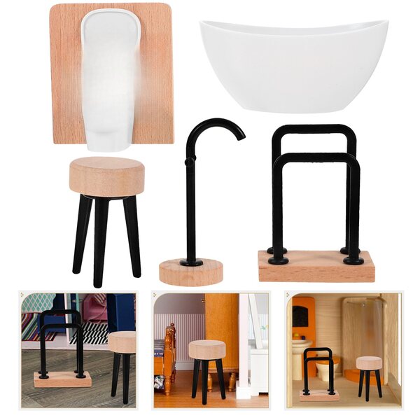 Set bagno miniatura per casa delle bambole in scala 1:12 accessori decorativi