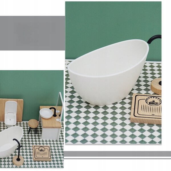 Set bagno miniatura per casa delle bambole in scala 1:12 accessori decorativi