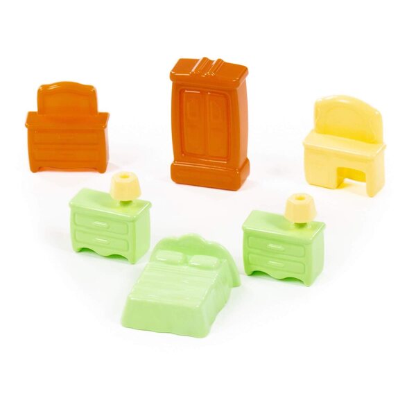 6-teiliges Puppenmöbelset aus pastellfarbenem Kunststoff für Kinder ab 2 Jahren