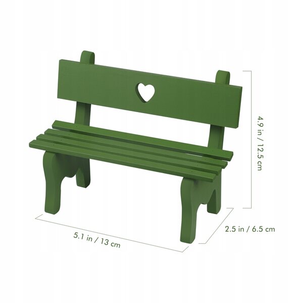 Mini panca decorativa in legno verde per ambienti e miniature 13x6,5x12,5 cm