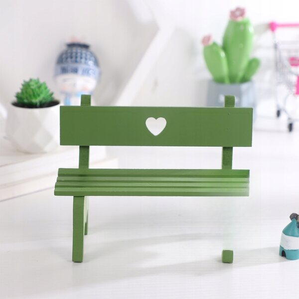 Mini panca decorativa in legno verde per ambienti e miniature 13x6,5x12,5 cm