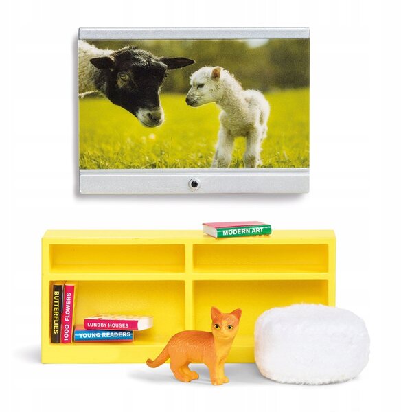Комплект ТВ мебели за къща за кукли Lundby с телевизор и аксесоари