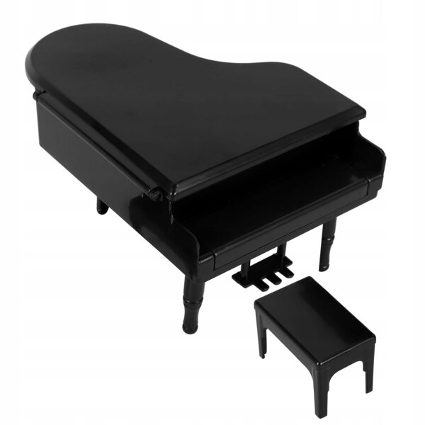 Mini pianoforte nero con sgabello per casa delle bambole, modello realistico