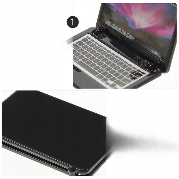 Set 3 Miniature Modelli Neri in Metallo: Laptop, Tablet e Telefono Realistici