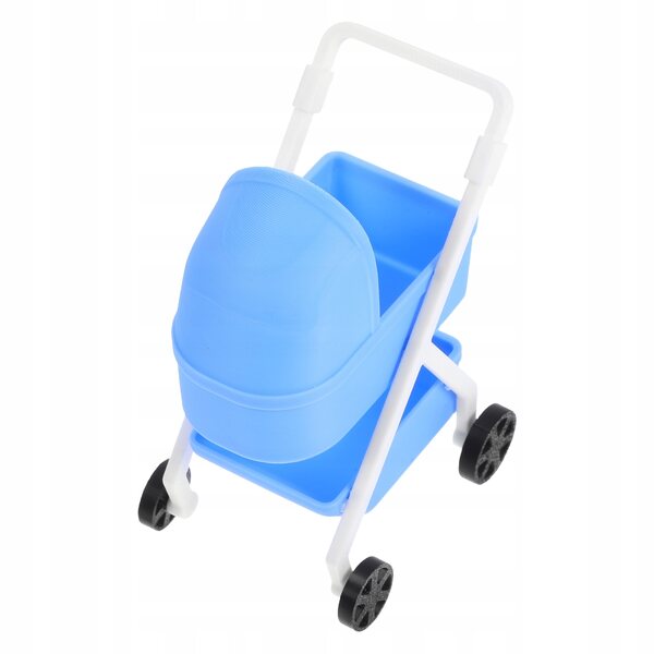 Mini culla plastica blu per casa delle bambole, decorazione realistica e funzionale