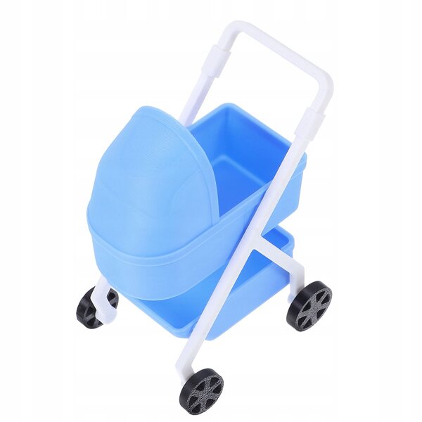 Mini culla plastica blu per casa delle bambole, decorazione realistica e funzionale