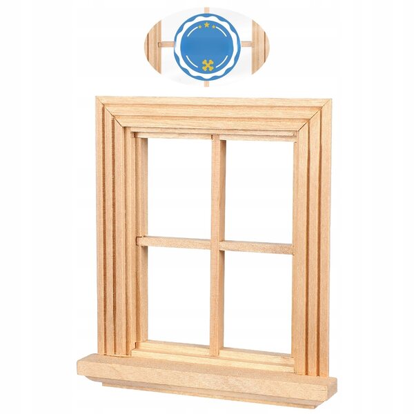 Miniatura finestra in legno per case delle bambole, decorazione resistente e naturale