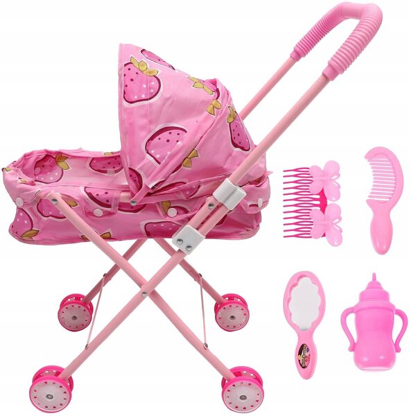 Pratico passeggino giocattolo rosa per bambole, regalo ideale per bambini